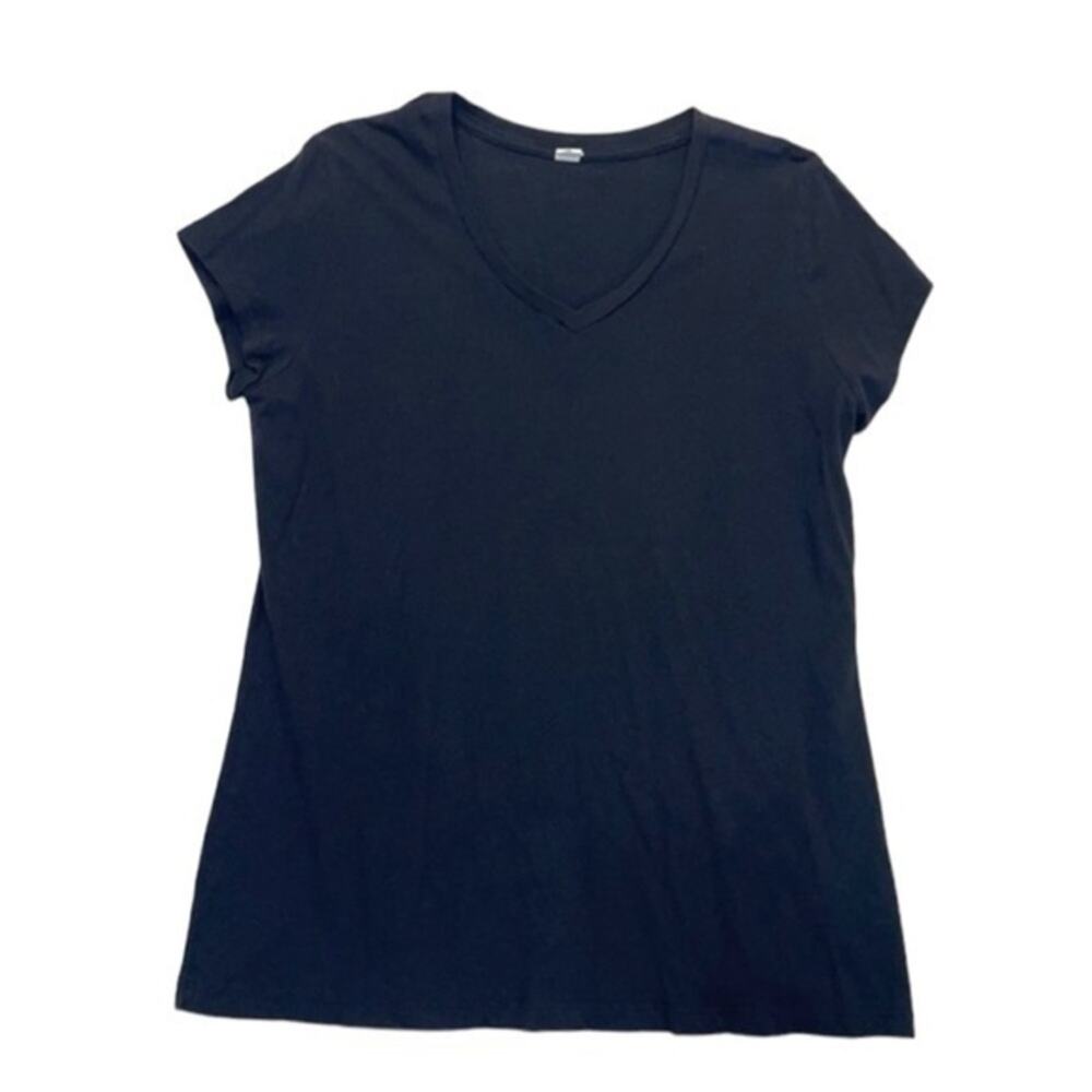 Lotus Black V-neck T-shirt Womenโs Size XL short sleeve cotton